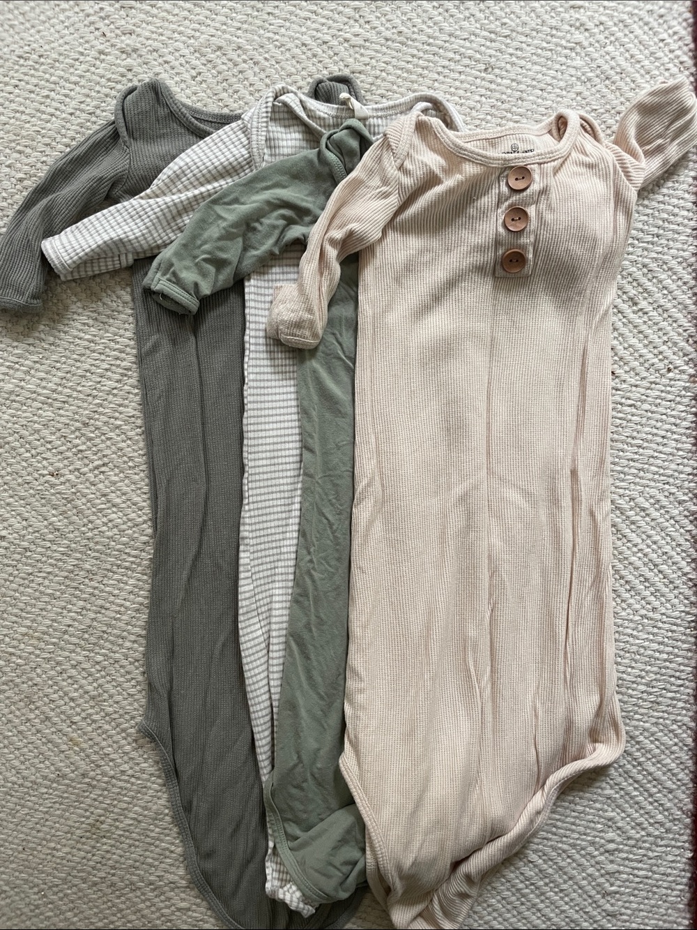 Quincy Mae Ribbed One-Piece Set in Cream, Sage & Gray